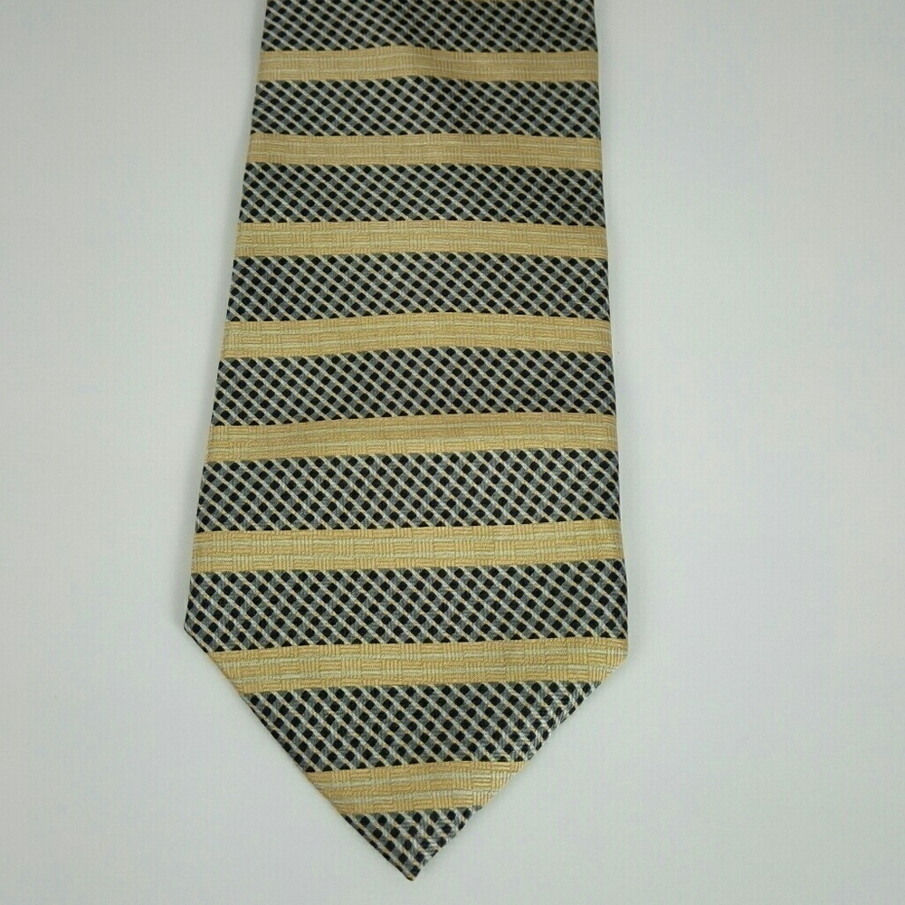 Club Room Gold Gray Black Geometric Silk Tie